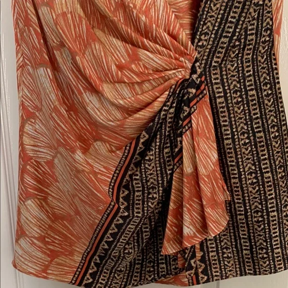 NIC+ZOE Peach and Black Asymmetrical Wrap Blouse - Picture 3 of 5